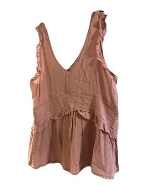 Women's Dusty Rose Lace-Trim Tank Top